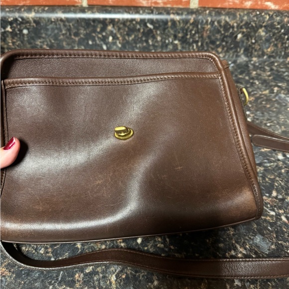 Vintage Coach Court Bag 9870 Mocha Brown Leather Crossbody Shoulder Satchel-Rare - Picture 15 of 16
